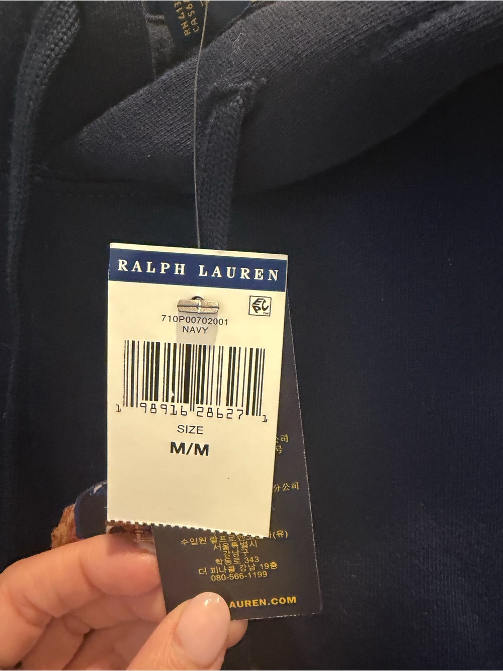 Ralph Lauren Navy Pullover Hoodie with Tag - Picture 2 of 4